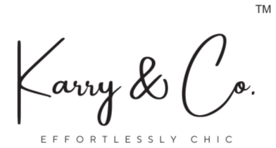 Logo of Karry & Co. with the tagline 'Effortlessly Chic' on a white background